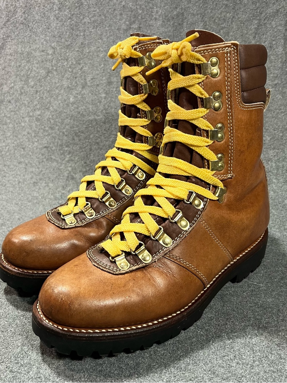 Vintage Montblanc Sears Moutaineer Hiking Boots Brown Leather Lace Up Mens 9.5 D
